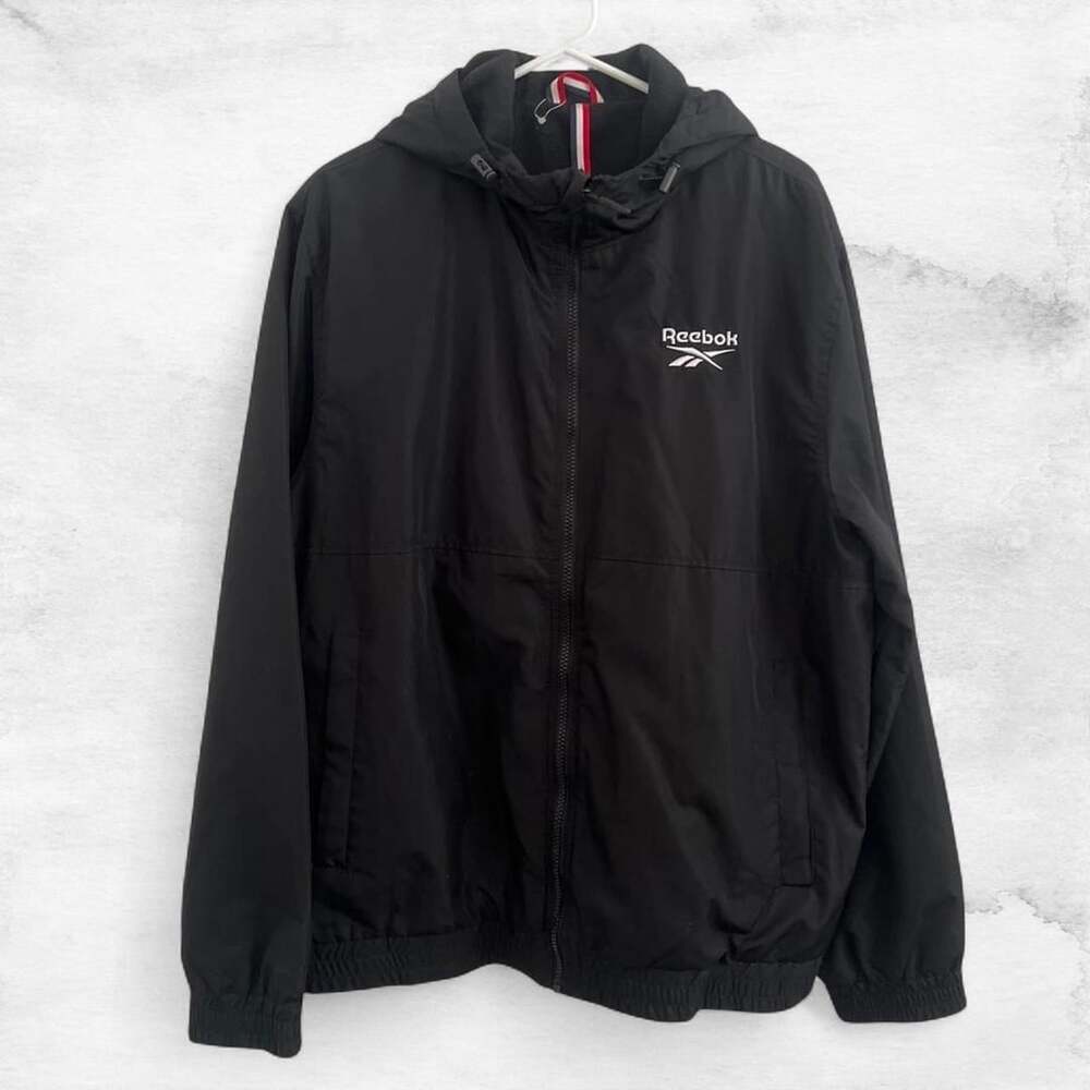 Reebok Black Full-Zip Hooded Windbreaker Jacket XL